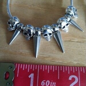Silver Skull and Spike 50mm Hoop Earrings